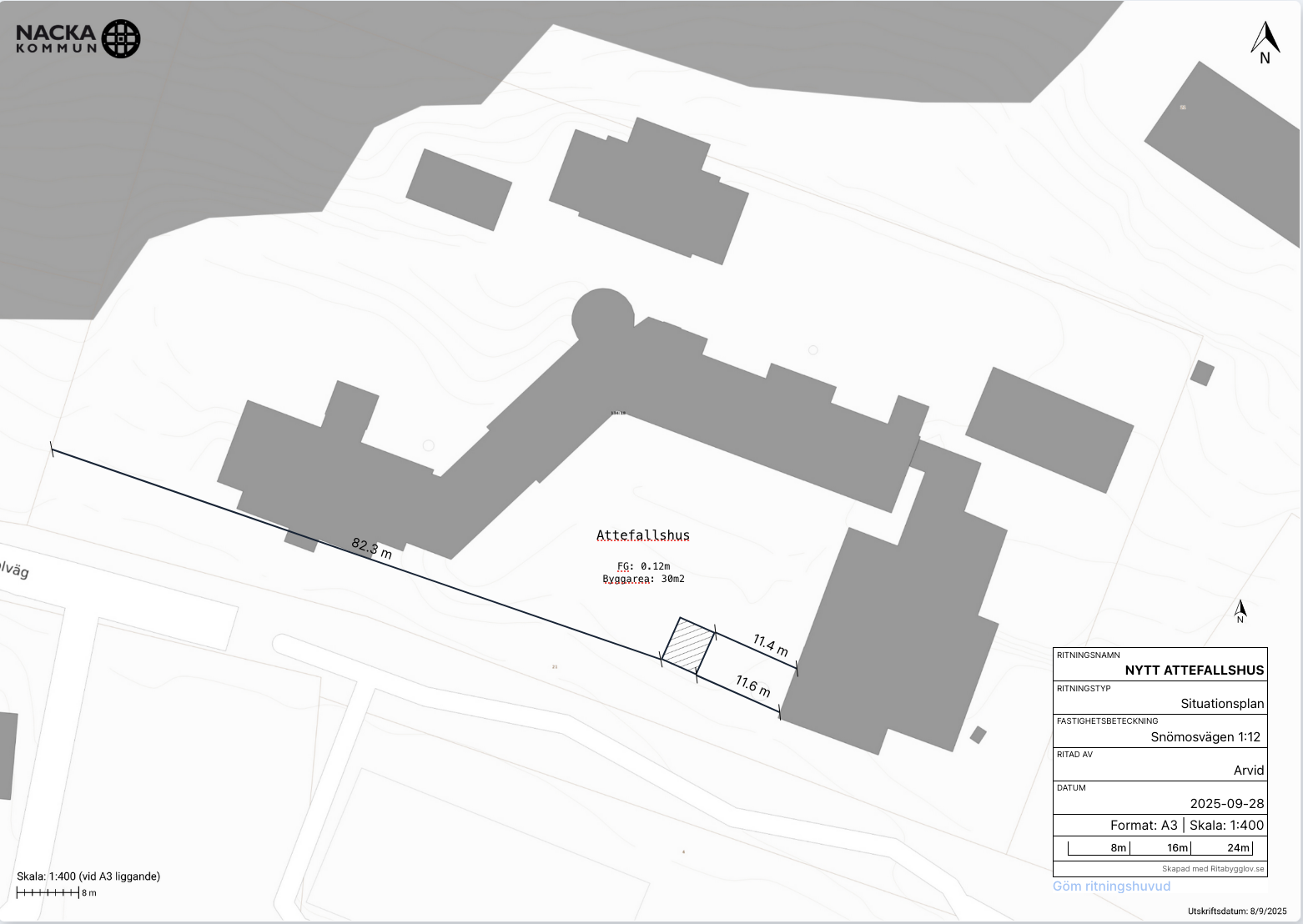 Situationsplan för Attefallshus
