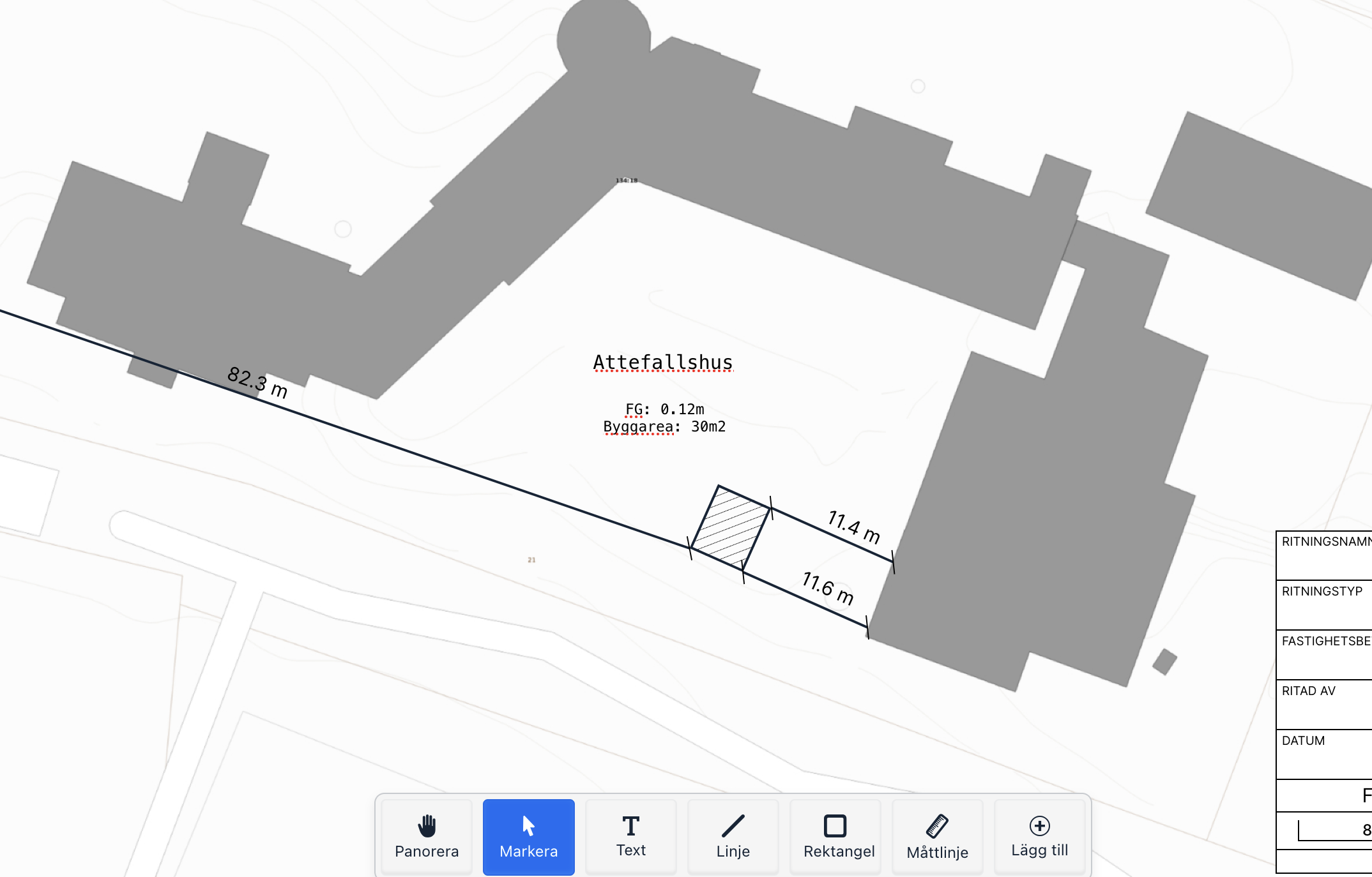 Ritning med utskriven text
