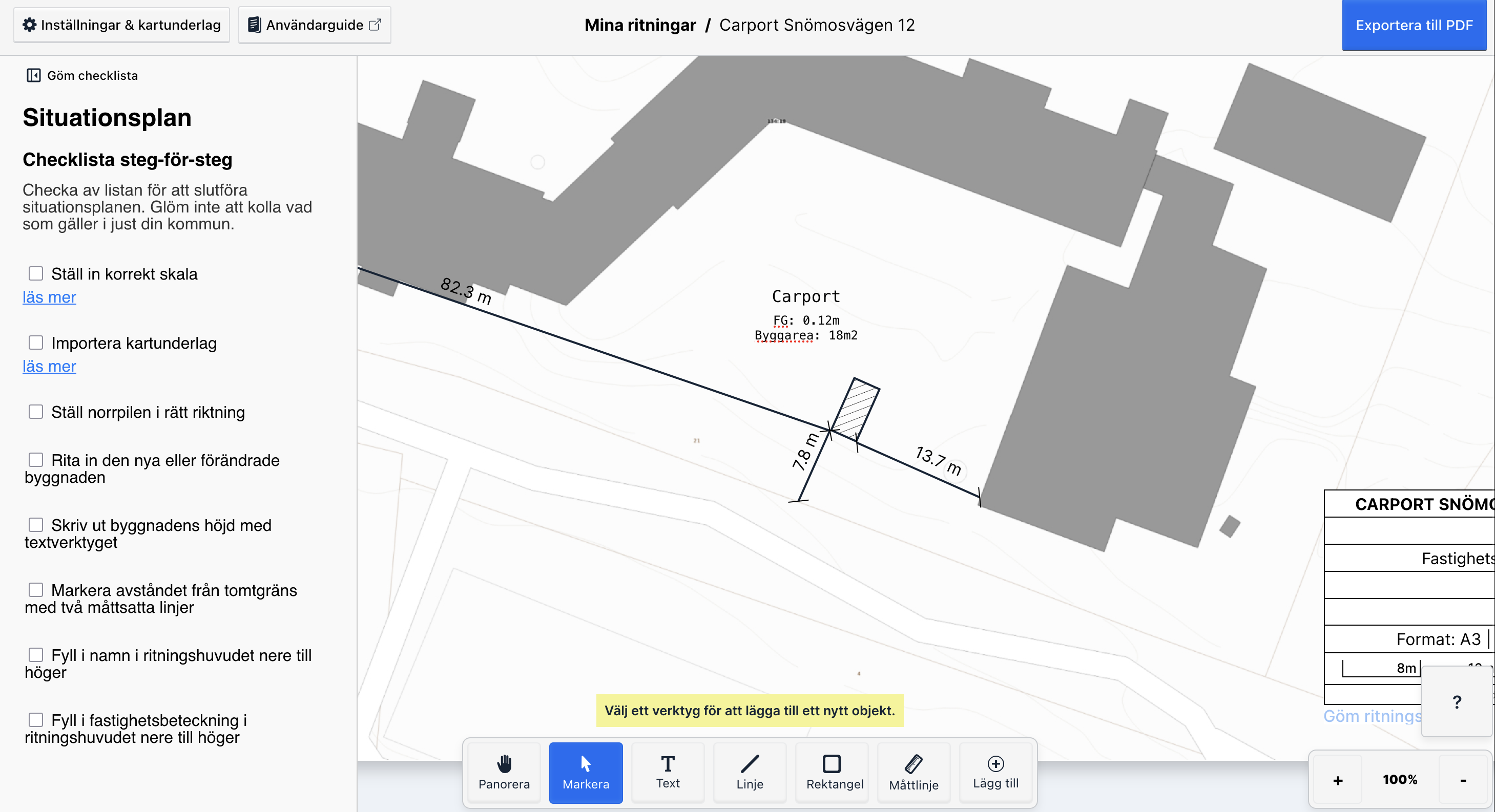 Ritning med utskriven text