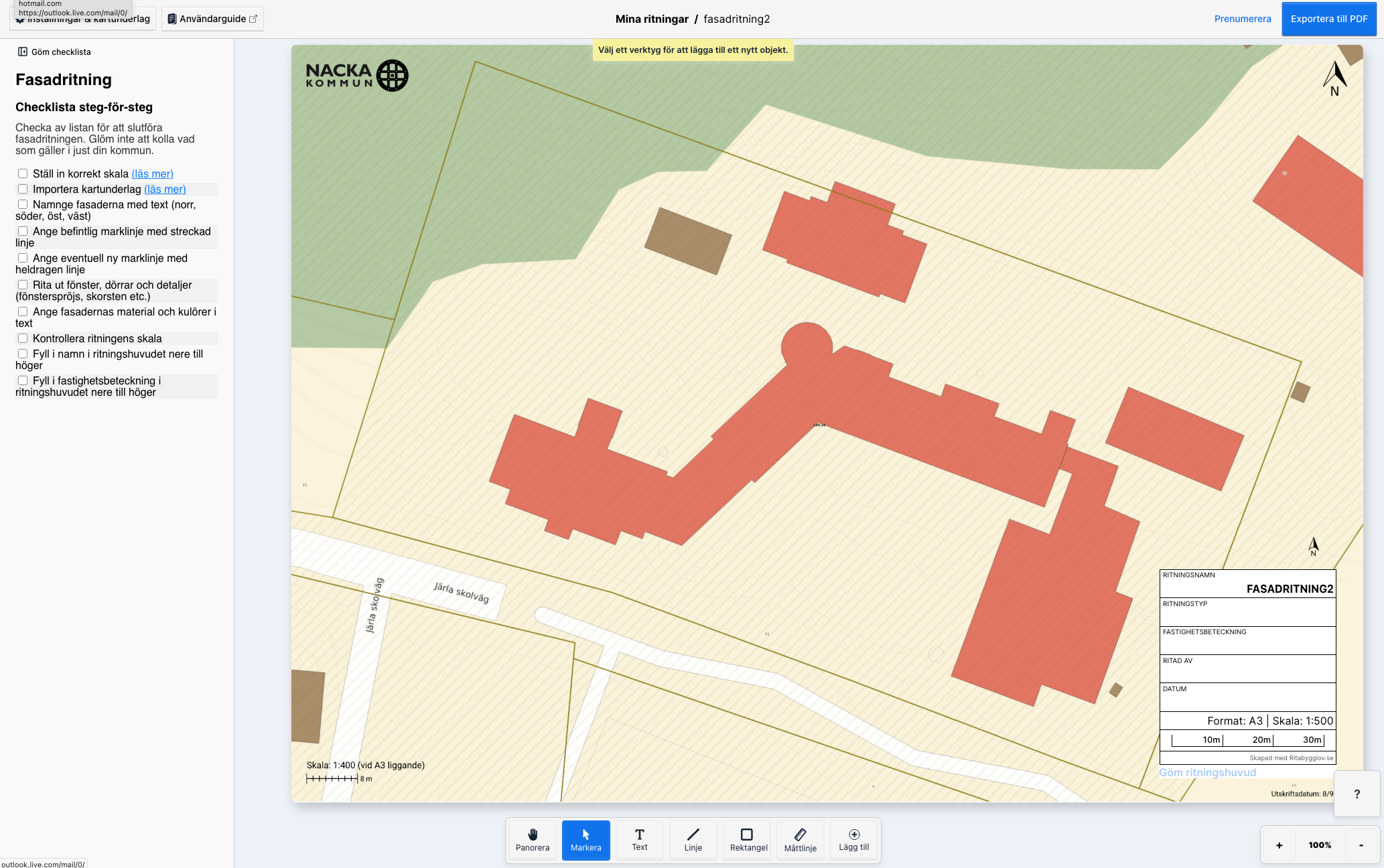 Bild av Ritabygglovs gränssnitt