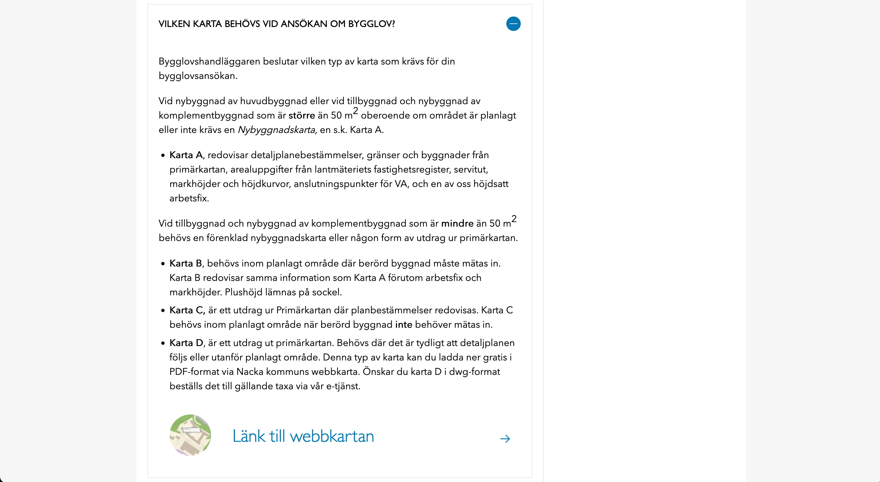 Nacka kommuns olika kartor